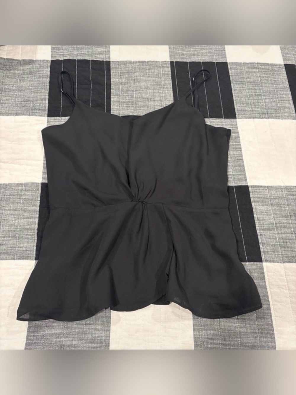 Shinestar Black Twist-Front Spaghetti Strap Tank